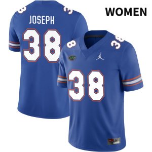 Women's Florida Gators #38 Carlson Joseph NCAA Jordan Brand Royal NIL 2022 Authentic Stitched College Football Jersey PCN5862GY